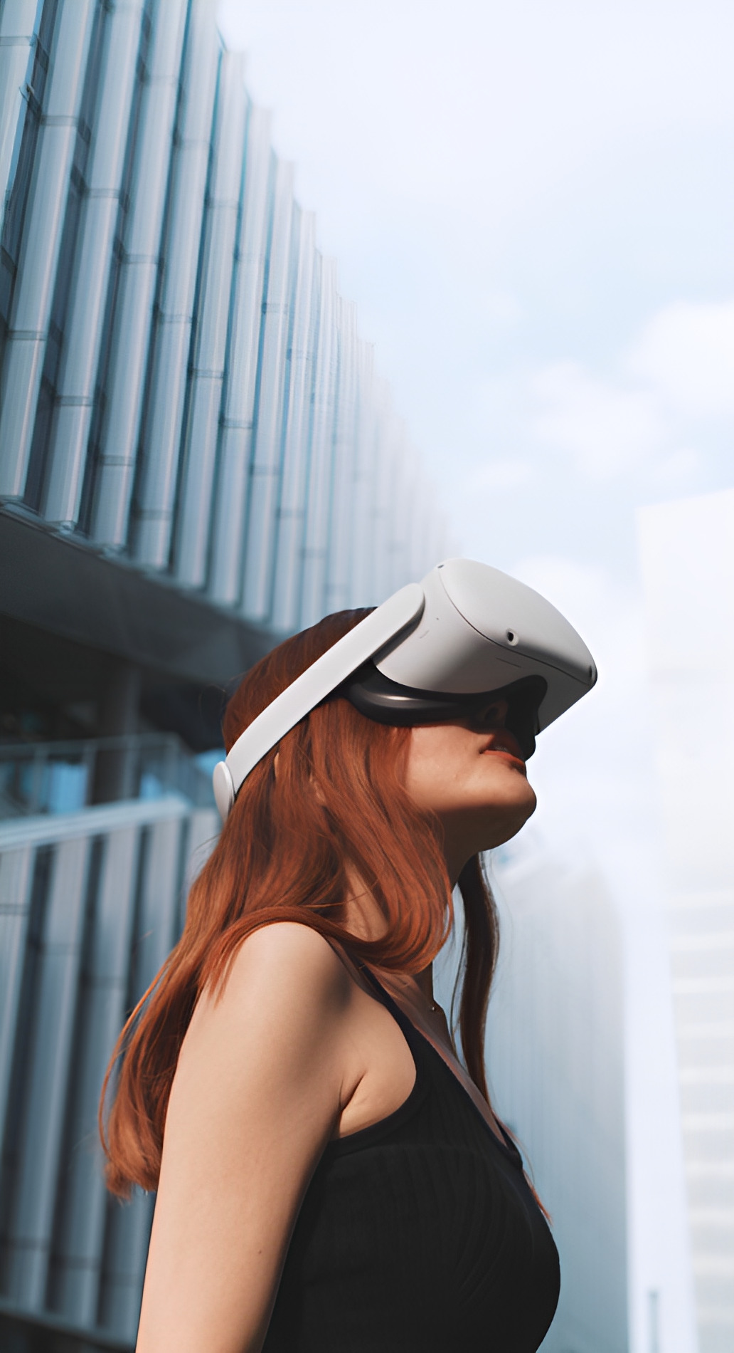 A girl with a VR headset