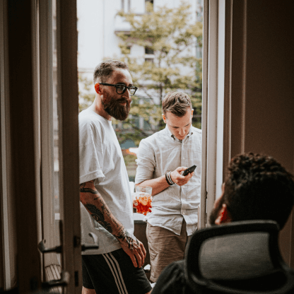 Our guys chilling on a balcony