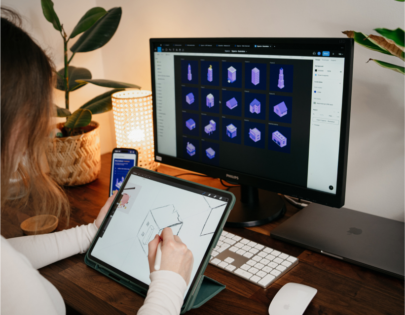 Our designer creating the illustrations